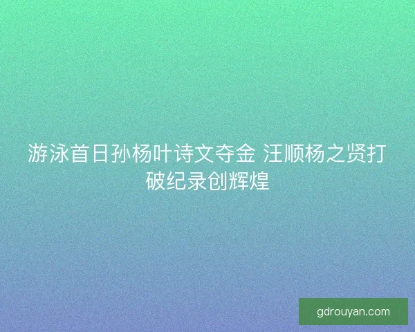 游泳首日孙杨叶诗文夺金 汪顺杨之贤打破纪录创辉煌